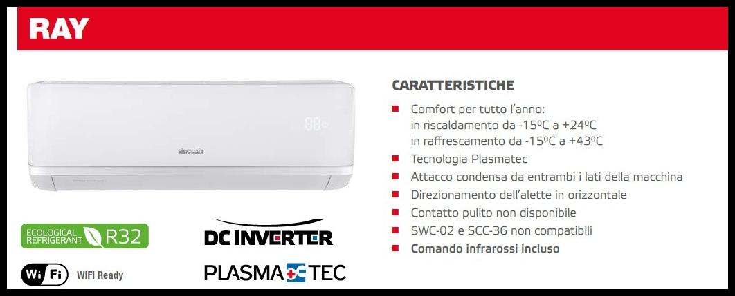 Sih-09bir unita' interna split a parete ray 9.000 btu inverter 2,5 kw r32 classe a++ / a+ - sinclair