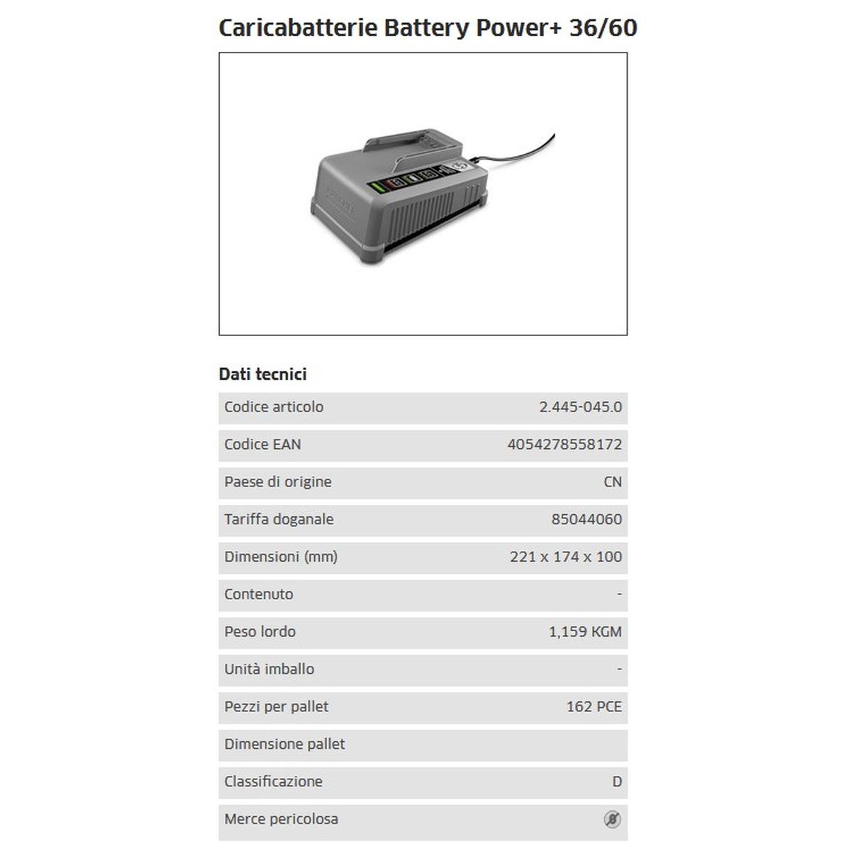Caricabatterie battery power+ 36/60 *eu per aspirapolvere - karcher